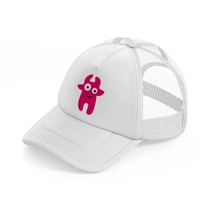 pink monster-white-trucker-hat