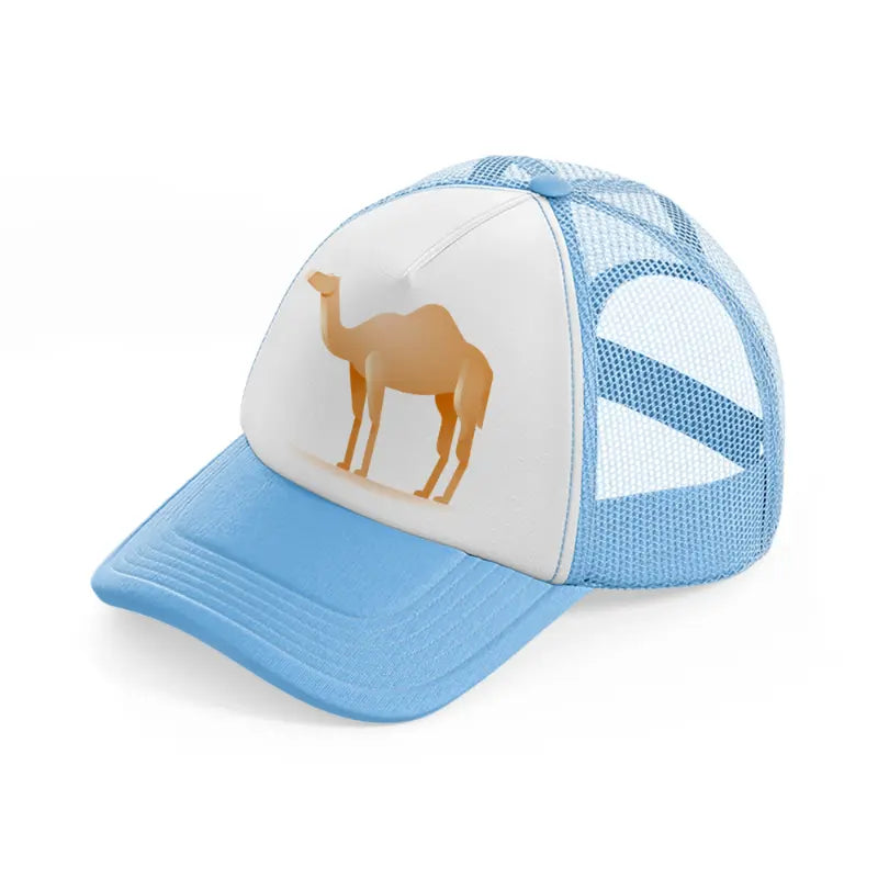 036 camel sky blue trucker hat