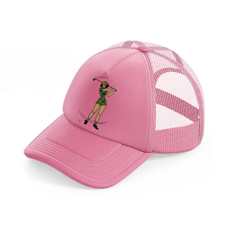 girl golfer green-pink-trucker-hat