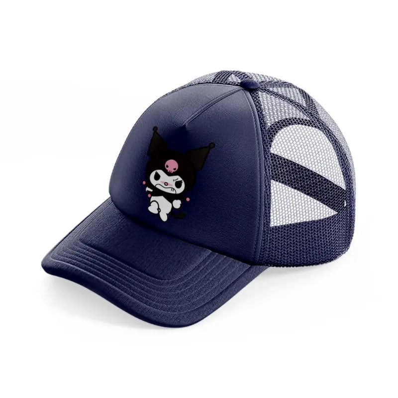 bat kitty angry-navy-blue-trucker-hat