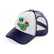 golf field trees-navy-blue-and-white-trucker-hat