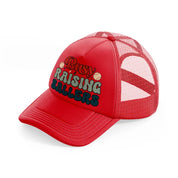 busy raising ballers red trucker hat