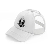hoodied skull-white-trucker-hat