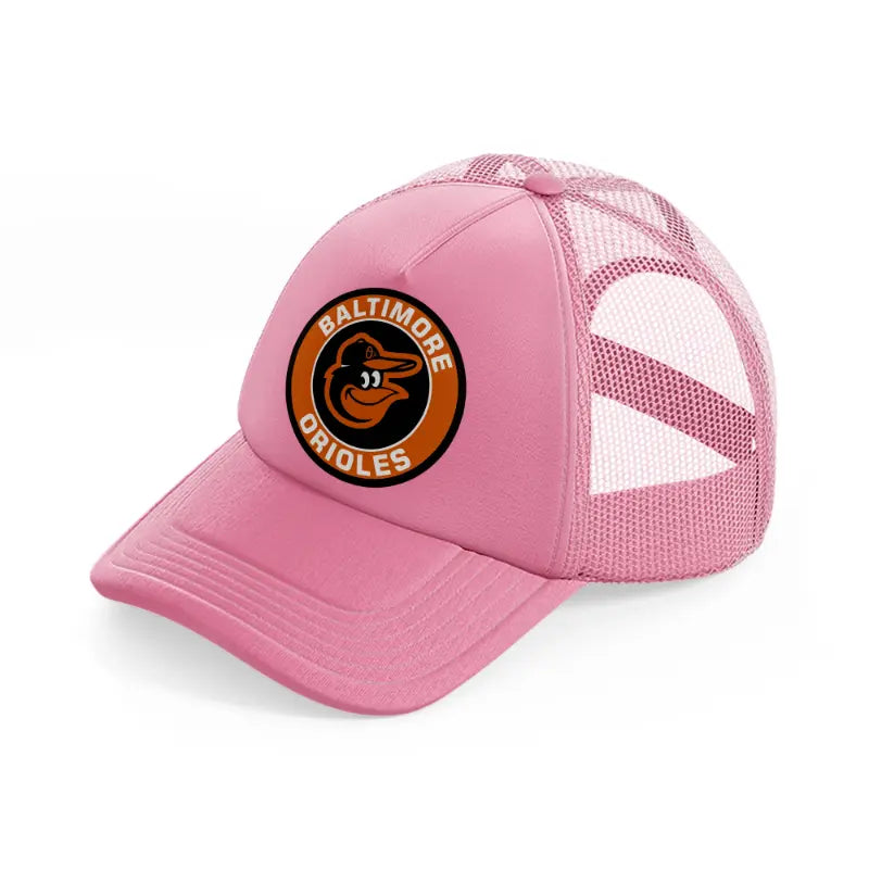 baltimore orioles retro badge-pink-trucker-hat
