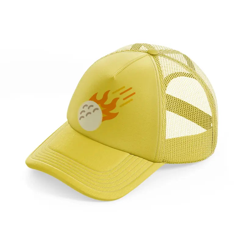 yellow golf ball gold trucker hat