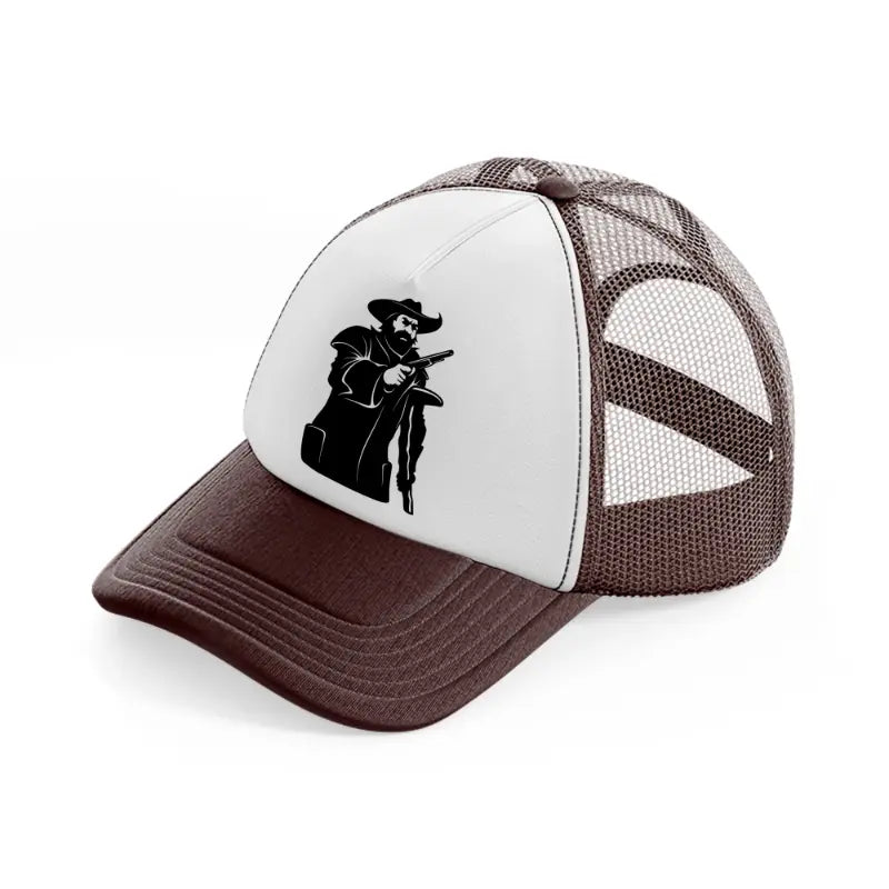 pirate captain & gun brown trucker hat