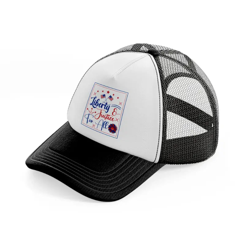 liberty & justice for all-01-black-and-white-trucker-hat