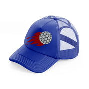red fire golf ball-blue-trucker-hat