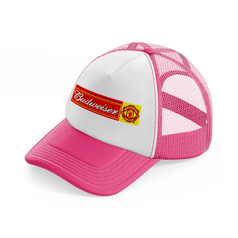 budweiser manchester united-neon-pink-trucker-hat