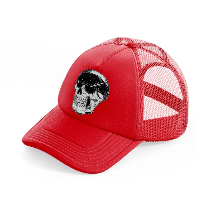 skull gangster with bandana-red-trucker-hat