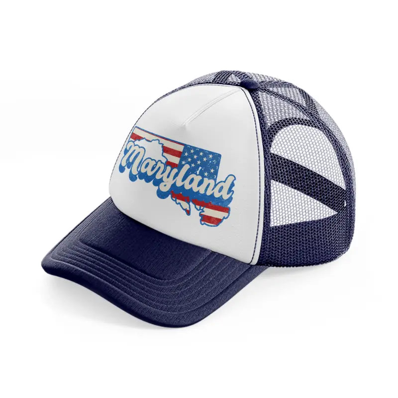 maryland flag-navy-blue-and-white-trucker-hat