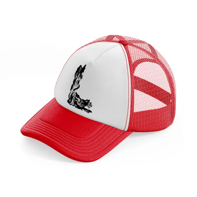 dark art work-red-and-white-trucker-hat