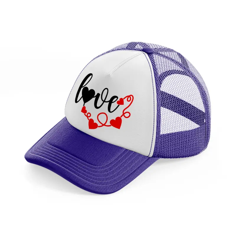 love b&r purple trucker hat