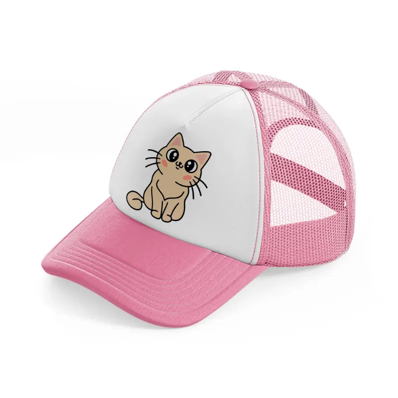 cute cat pink and white trucker hat