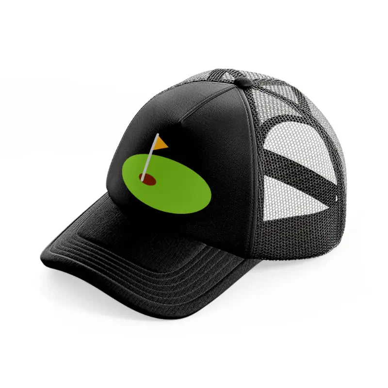 mini golf field black trucker hat