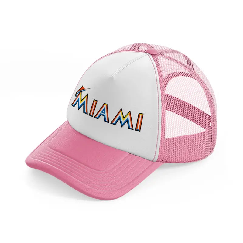 miami marlins modern-pink-and-white-trucker-hat