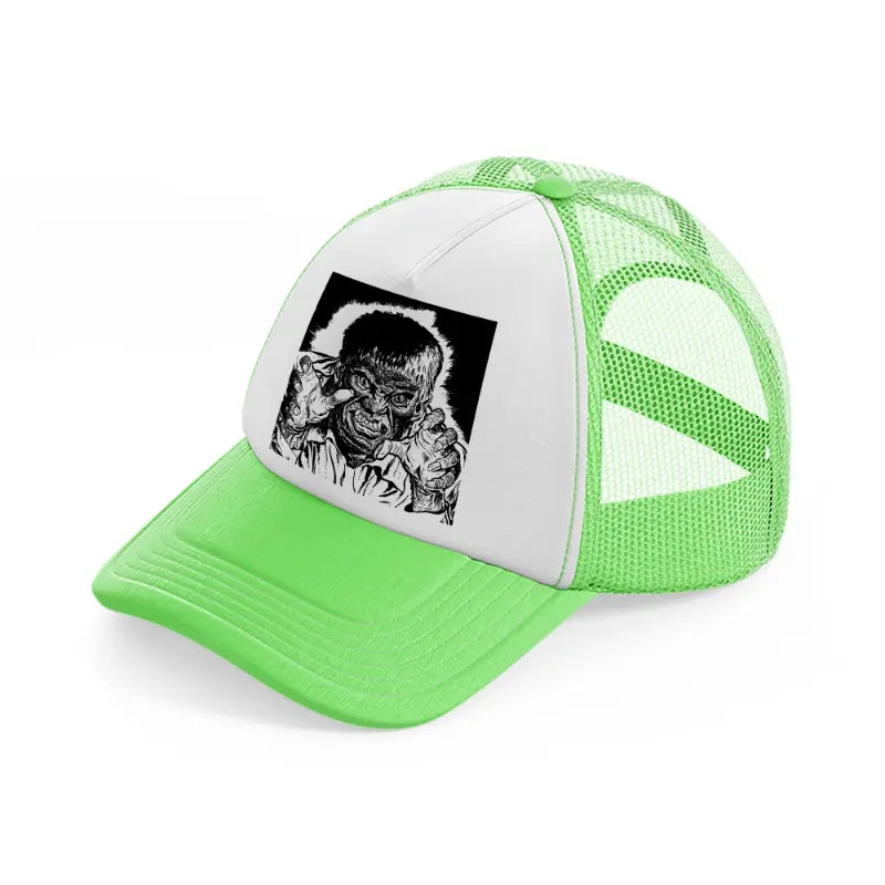 handsy monster lime green trucker hat