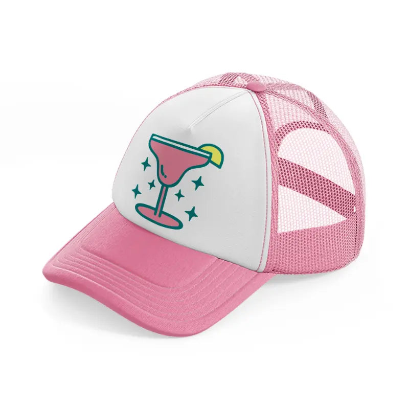 cocktail glass-pink-and-white-trucker-hat