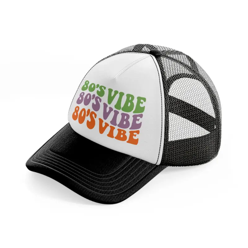 80's vibe-black-and-white-trucker-hat