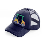 golf cart navy blue trucker hat