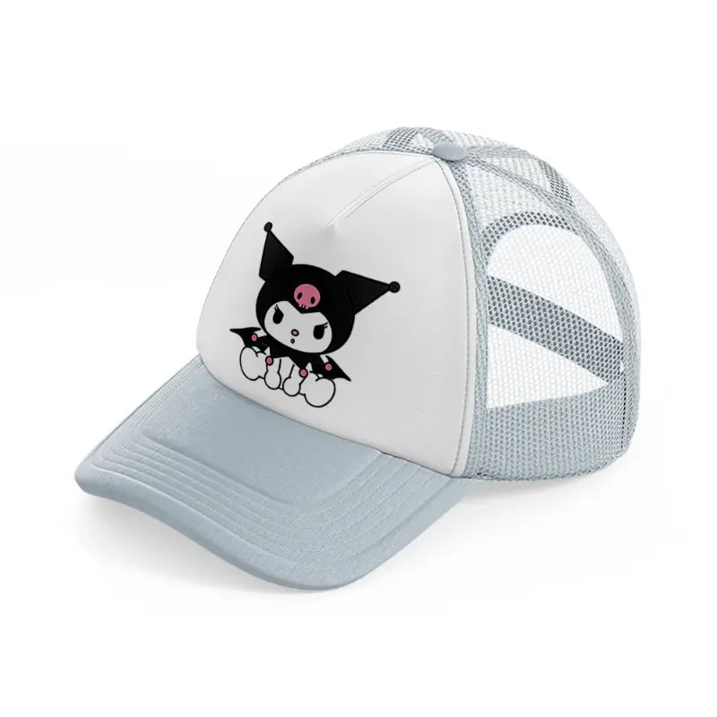 bat kitty grey trucker hat