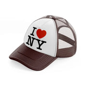 i love ny-brown-trucker-hat