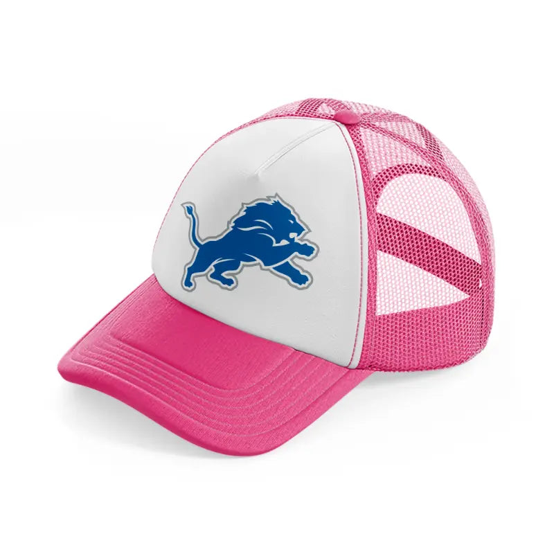 detroit lions emblem neon pink trucker hat