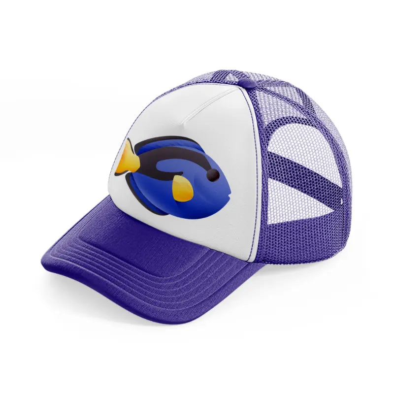 blue-tang-fish-purple-trucker-hat