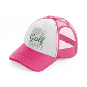 don't worry golf happy green-neon-pink-trucker-hat