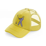 golfer outline gold trucker hat