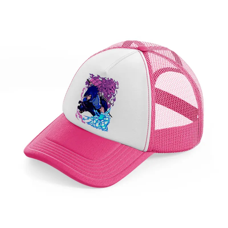 sasuke uchiha-neon-pink-trucker-hat