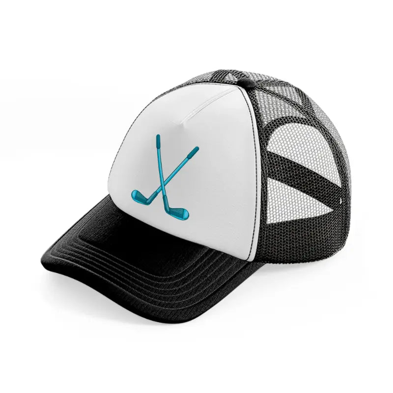 golf sticks blue-black-and-white-trucker-hat