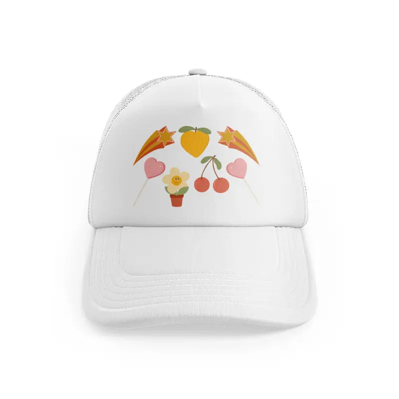 hippie rectangular white trucker hat