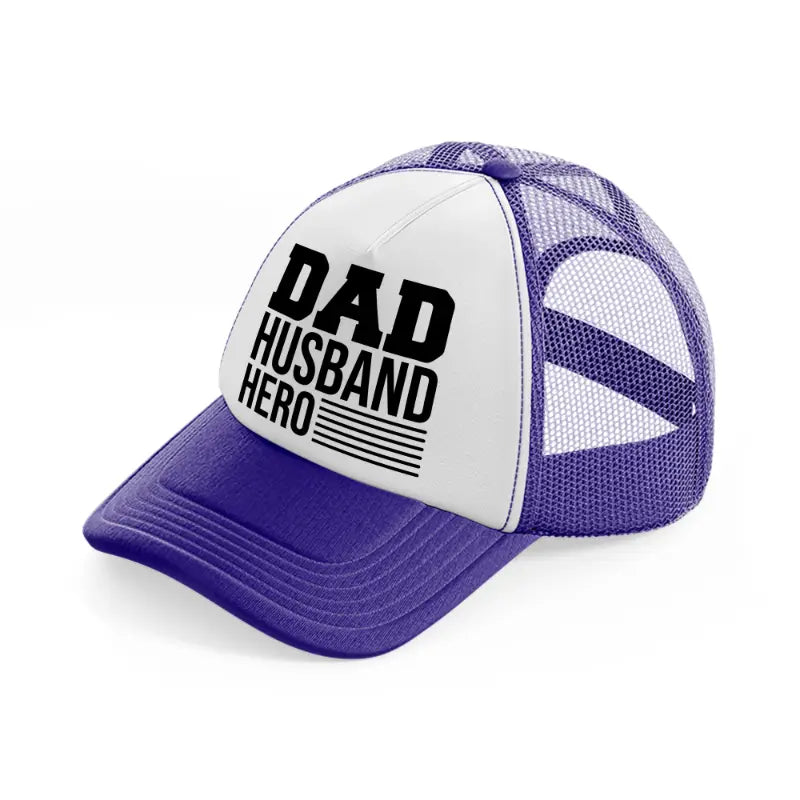 dad husband hero-purple-trucker-hat