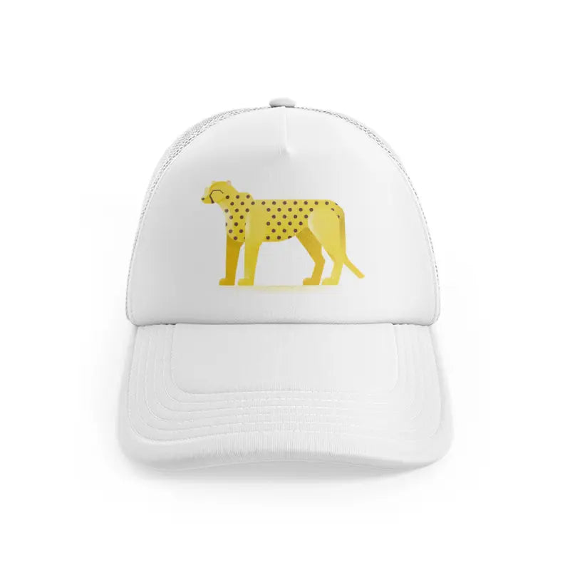 029 cheetah white trucker hat