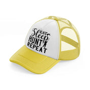eat sleep hunt repeat-yellow-trucker-hat