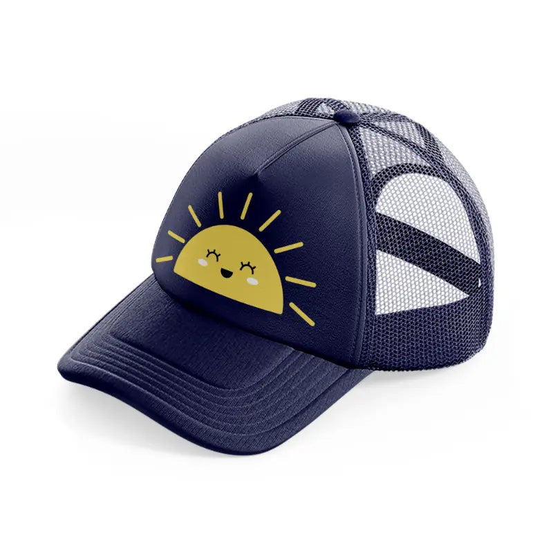 sunny face navy blue trucker hat