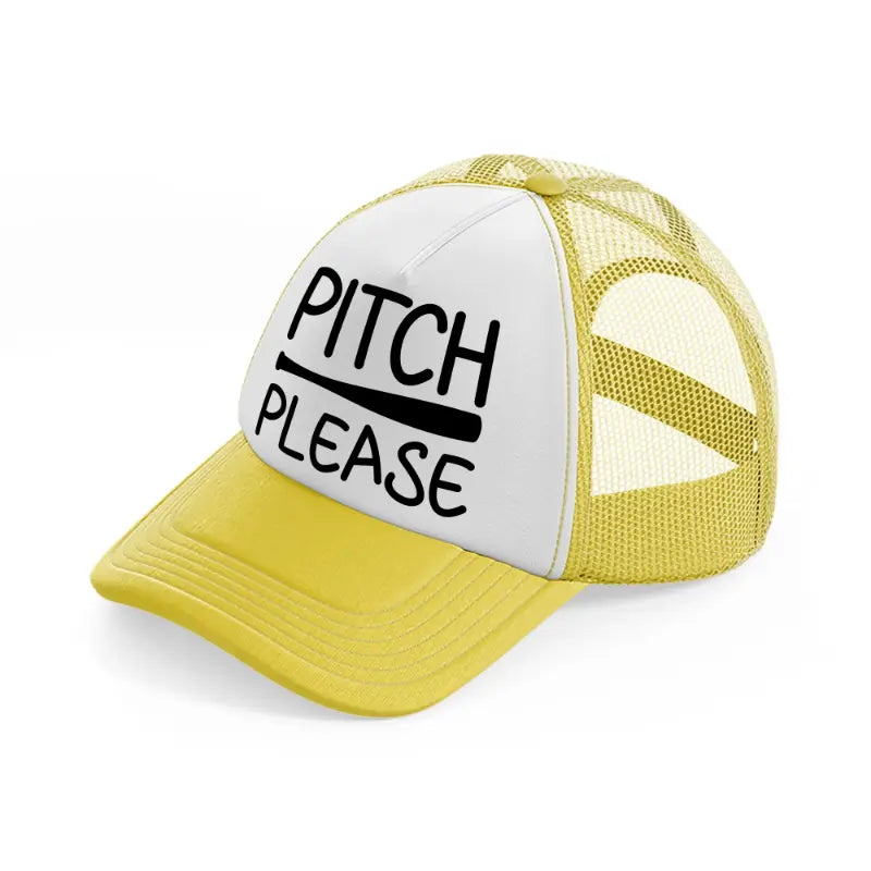 pitch please yellow trucker hat