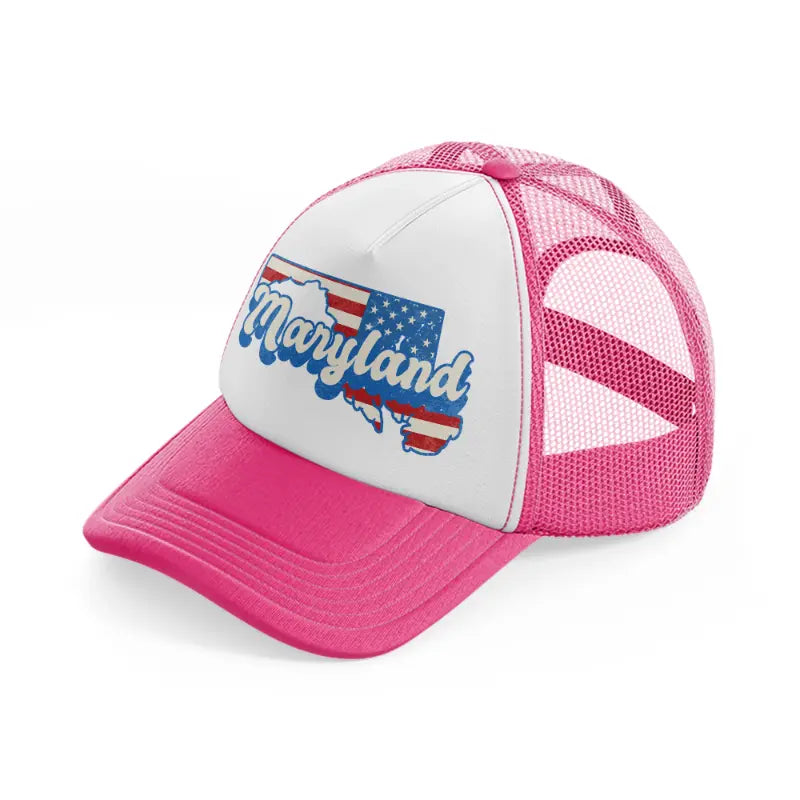 maryland flag-neon-pink-trucker-hat