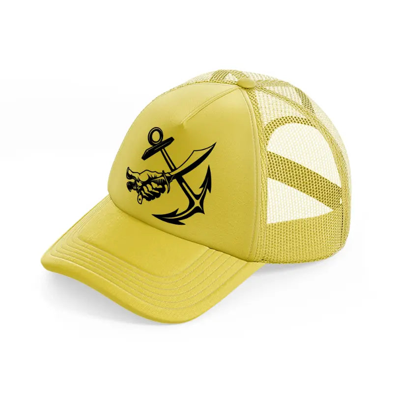 knife anchor-gold-trucker-hat