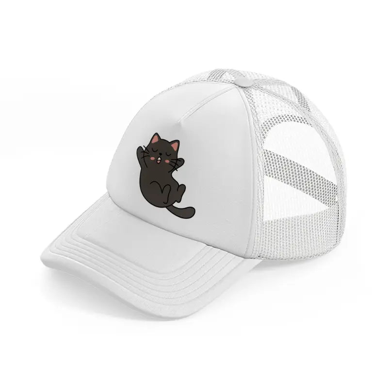 black cat-white-trucker-hat