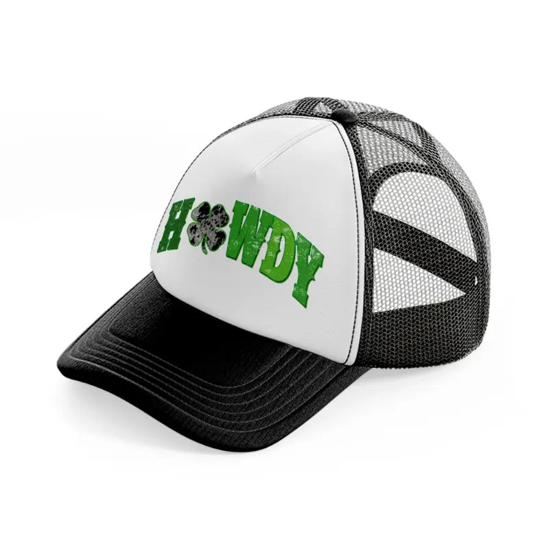 howdy clover-black-and-white-trucker-hat