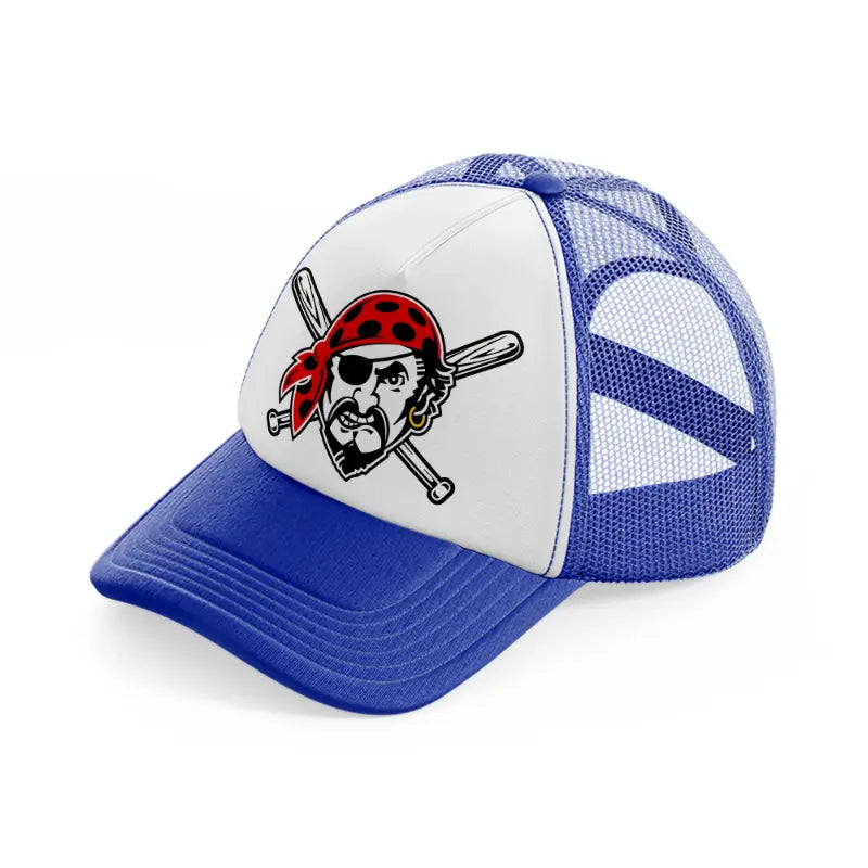 pittsburgh pirates emblem-blue-and-white-trucker-hat