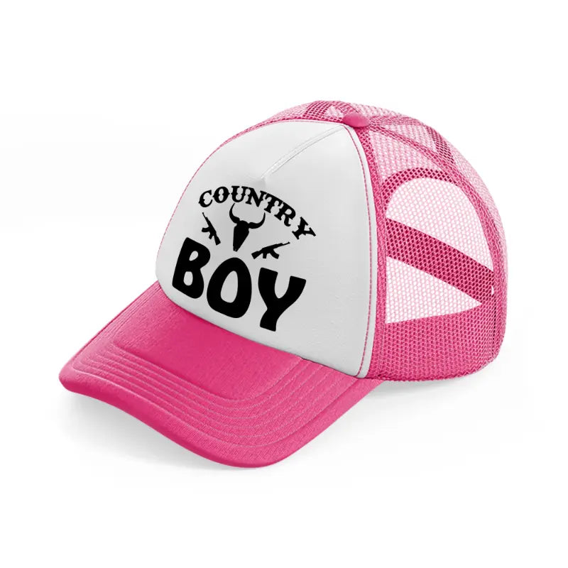 country boy-neon-pink-trucker-hat
