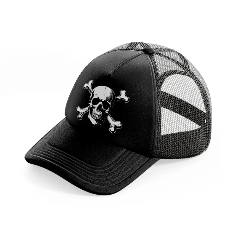 skull cross with bone-black-trucker-hat