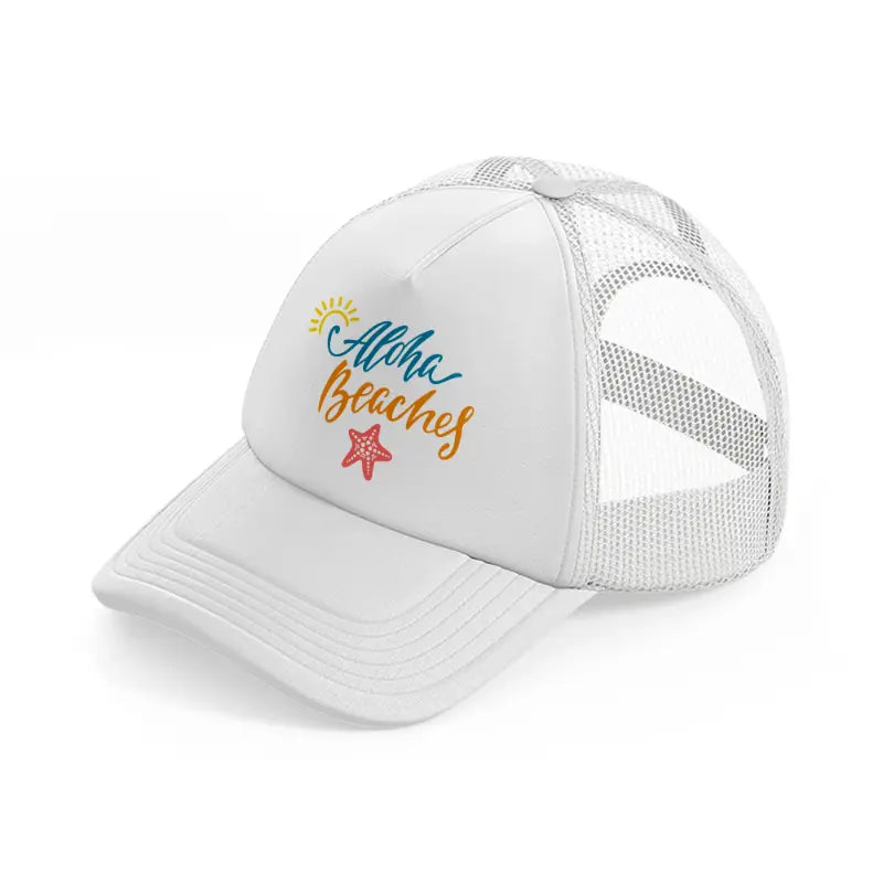 aloha beaches white trucker hat