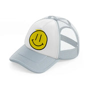 yellow happy face-grey-trucker-hat
