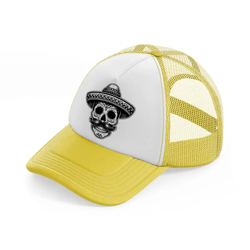mexican skull head-yellow-trucker-hat