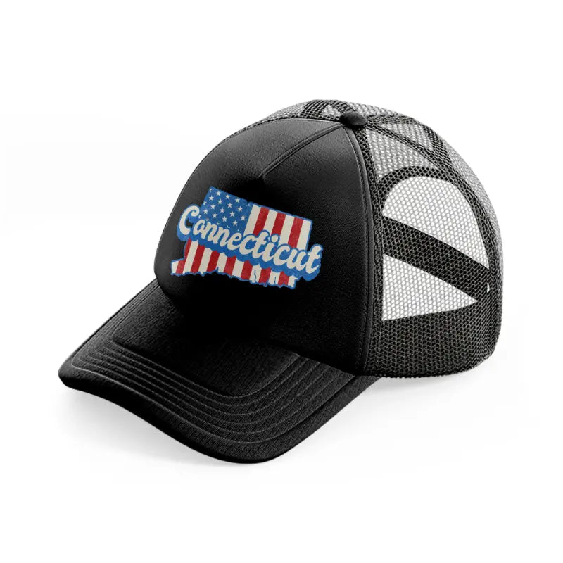 connecticut flag-black-trucker-hat