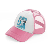 husband and wife fishing partners for life-pink-and-white-trucker-hat